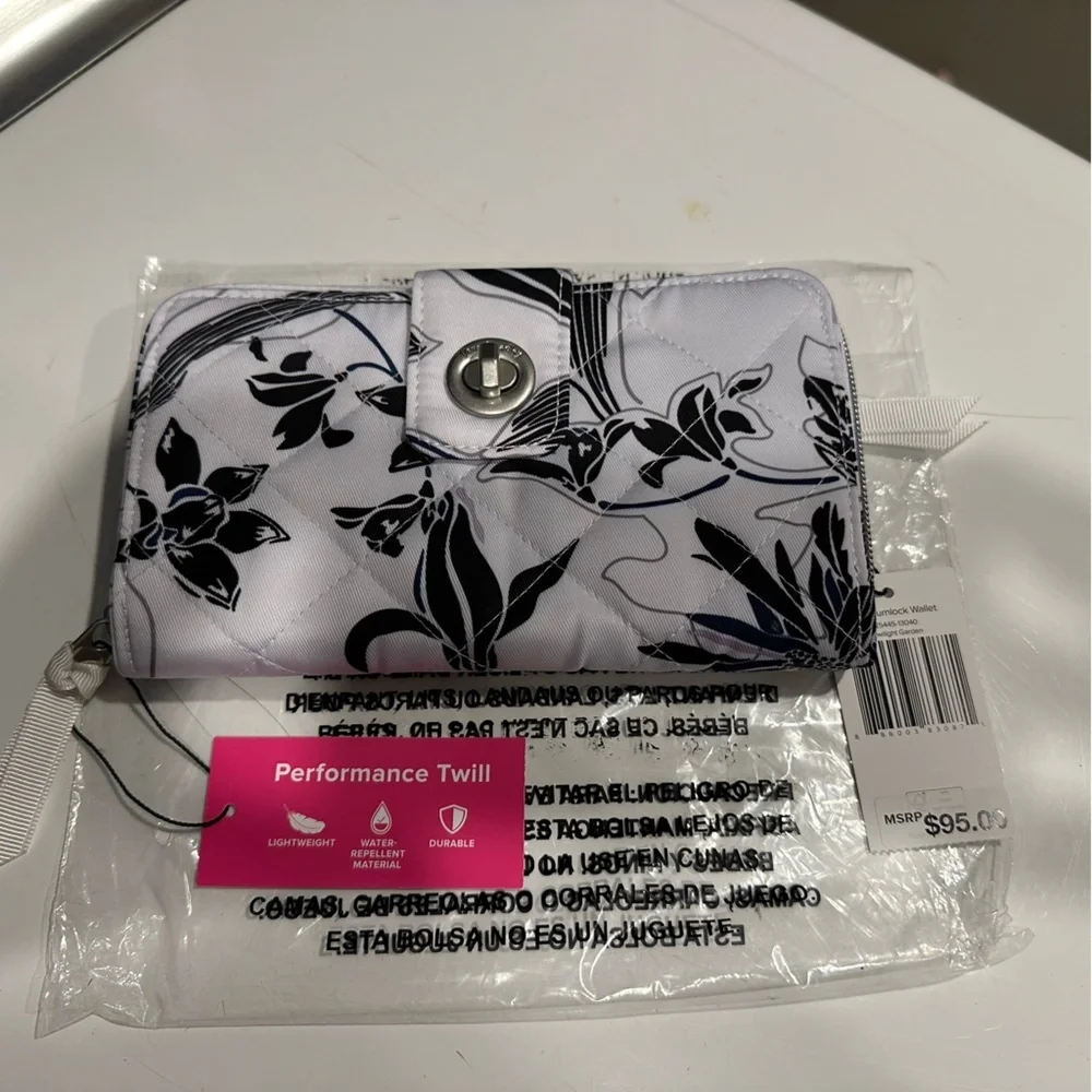NWT - Vera Bradley Twilight Garden RFID Turnlock Wallet in Performance Twill